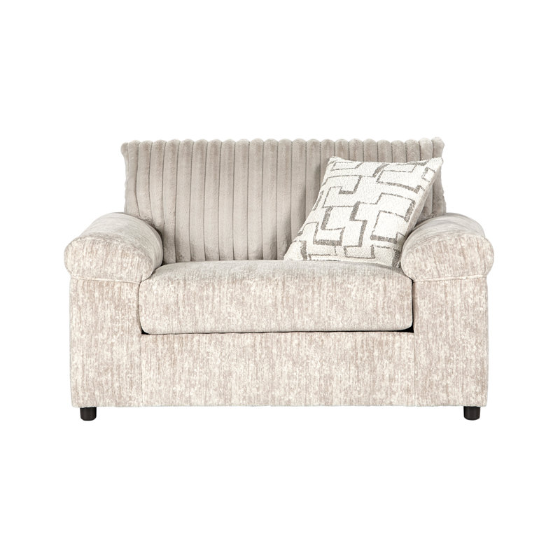 Oliwier Wide Wale Corduroy Sofa Loveseat and Cuddle Chair Set Parchment Latitude Run Fabric Parchment Corduroy